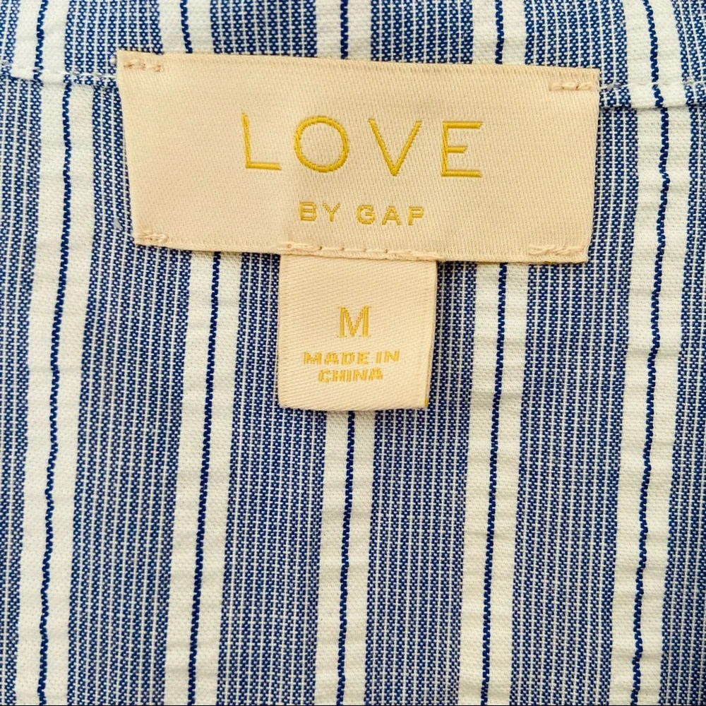 New Love By Gap White Stripe Long Sleeve Notch Button Front Sleepwear Shirt - Picture 8 of 9